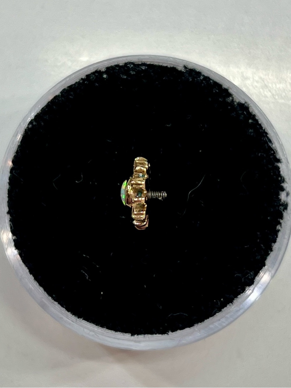 BVLA Mini Toltec 16/18g YG Threaded End with Paraiba Tourmaline and Opal - Picture 4 of 4